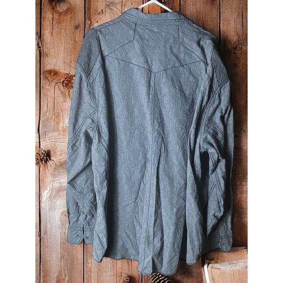 Buckle Black Mens Gray Long Sleeve Button-Down Shirt Size 3XL - Picture 3 of 4